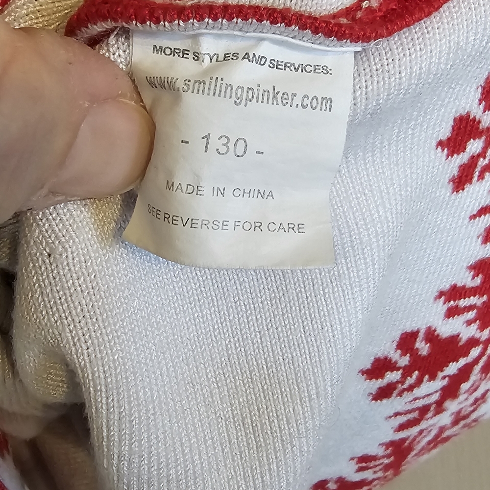 SMILING PINKER Little Girls Red Christmas Dress Reindeer Snowflake 4T-5T Heavy - Picture 3 of 5